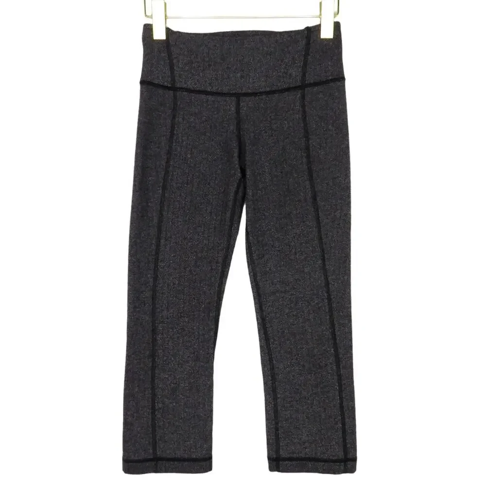 Lululemon Gather & Crow Crop Gray Herringbone Leggings Size 2